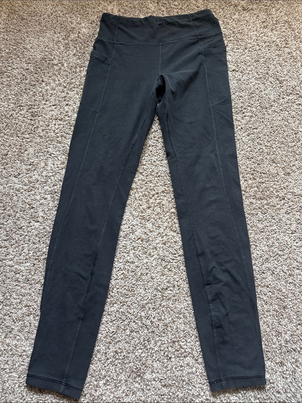 Athletic Works Black High-Waist Girls' Active Leggings with Side Pockets